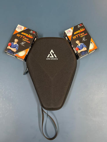 TT Racket Case and Double Fish WTT 40+ 3 Star Balls