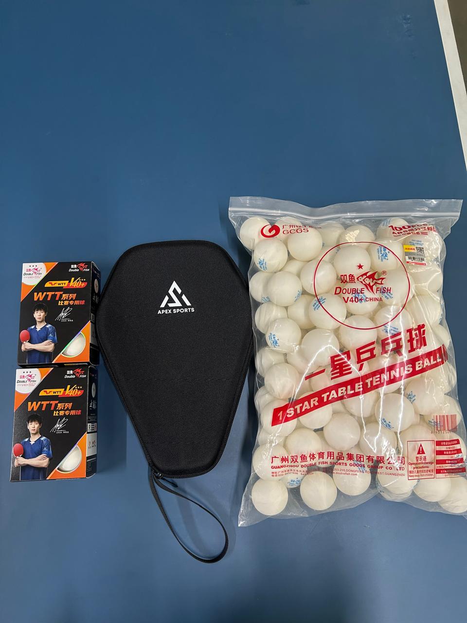 TT Racket Case with Double Fish 1 Star and 3 Star balls